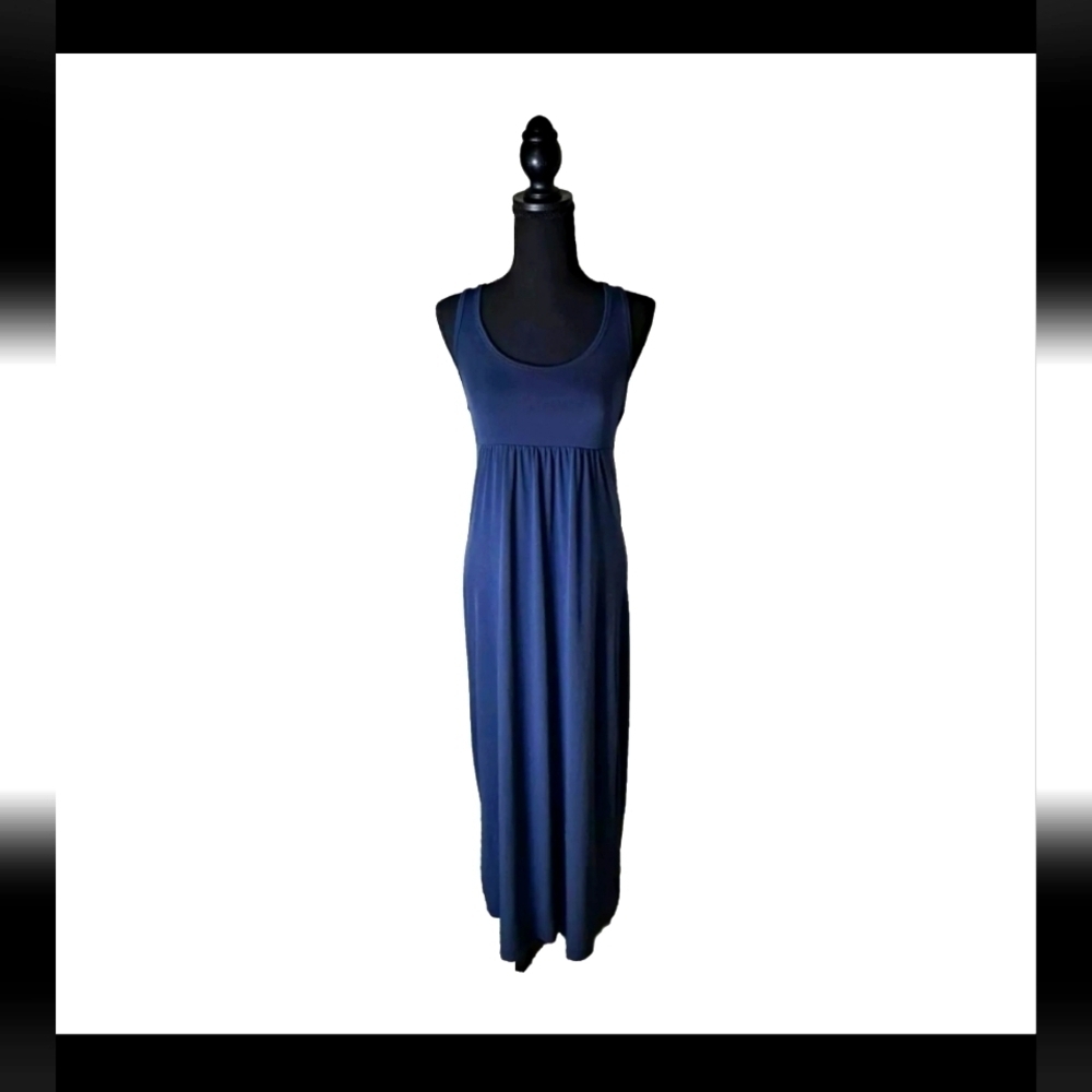 Banana Republic Long Navy Blue Maxi XS Dress Racerback Solid Sleeveless B21#11